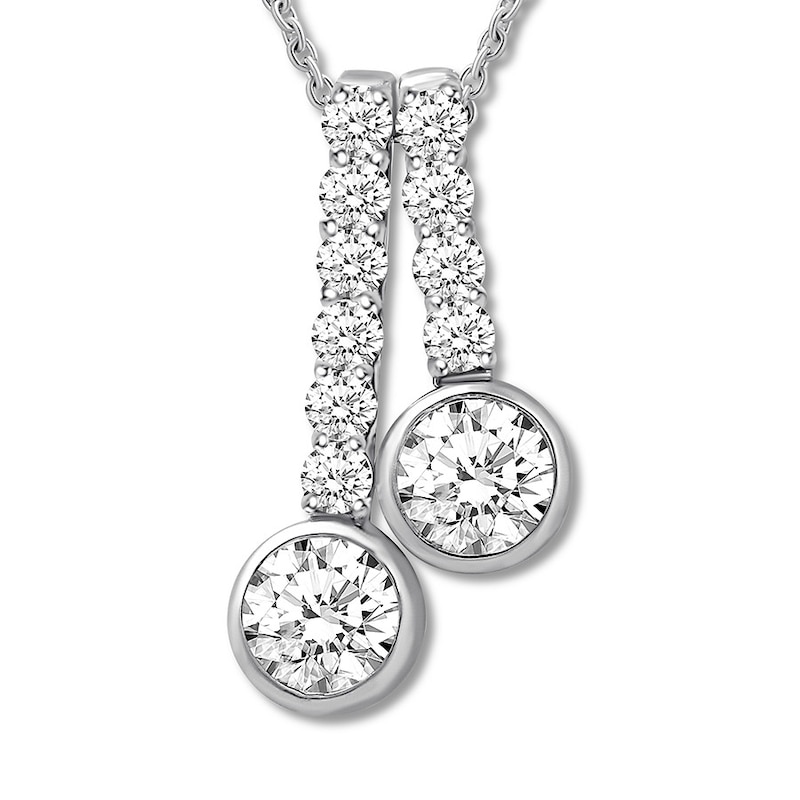 Main Image 1 of Ever Us Diamond Necklace 1 ct tw Round-cut 14K White Gold 19"
