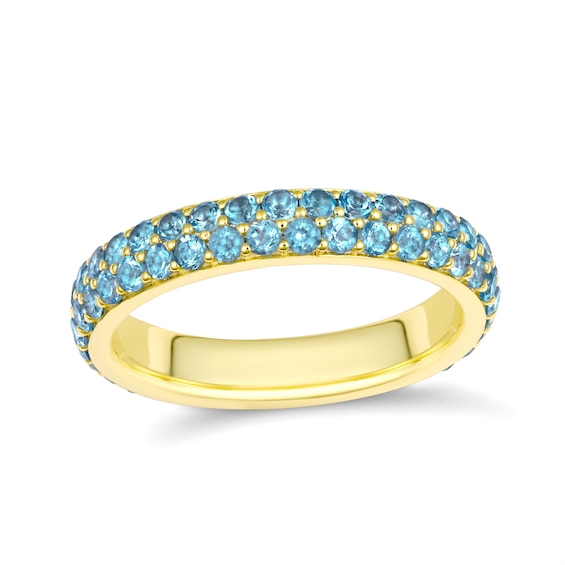 Stackable Birthstone Double Row Band Ring (1 Stone)