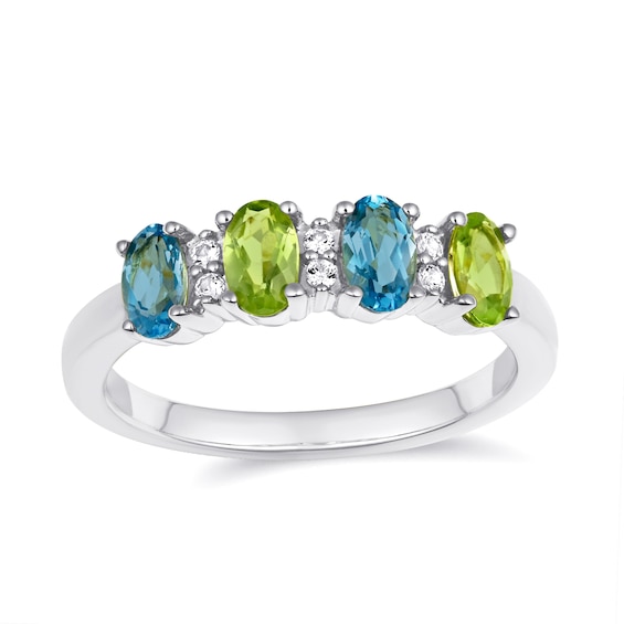 Mother's Family Birthstone and Brilliant Accent Stones Ring (4 Stones)