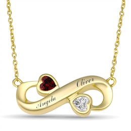 Couple's Birthstone Infinity Heart Necklace (2 Stones 2 Lines)