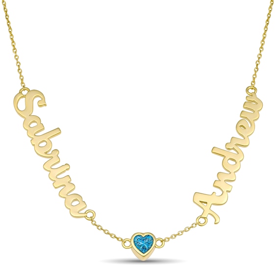 Couple's Birthstone Nameplate Necklace (2 Names 1 Stone)