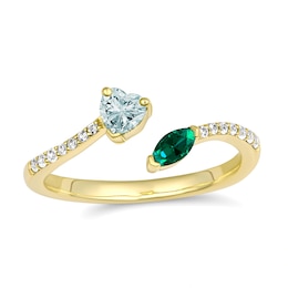 Toi et Moi Birthstone and Brilliant Accent Stones Open Ring (2 stones)