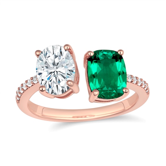 Toi et Moi Birthstone and Brilliant Accent Stones Open Ring (2 stones)