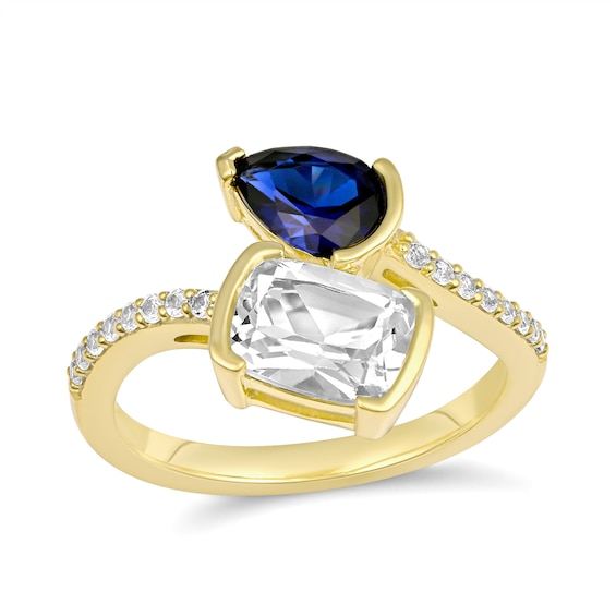 Toi et Moi Birthstone and Brilliant Accent Stones Bypass Ring (2 Stones)