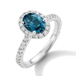 Neil Lane Oval-Cut London Blue Topaz & Diamond Engagement Ring 5/8 ct tw 14K White Gold