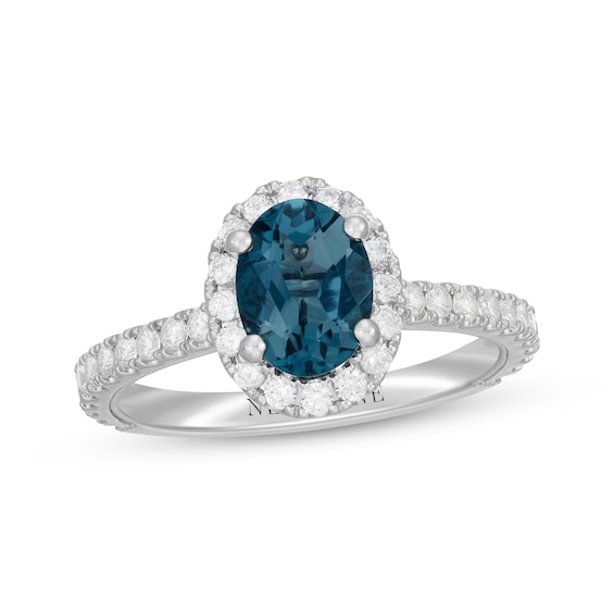 Neil Lane Oval-Cut London Blue Topaz & Diamond Engagement Ring 5/8 ct tw 14K White Gold