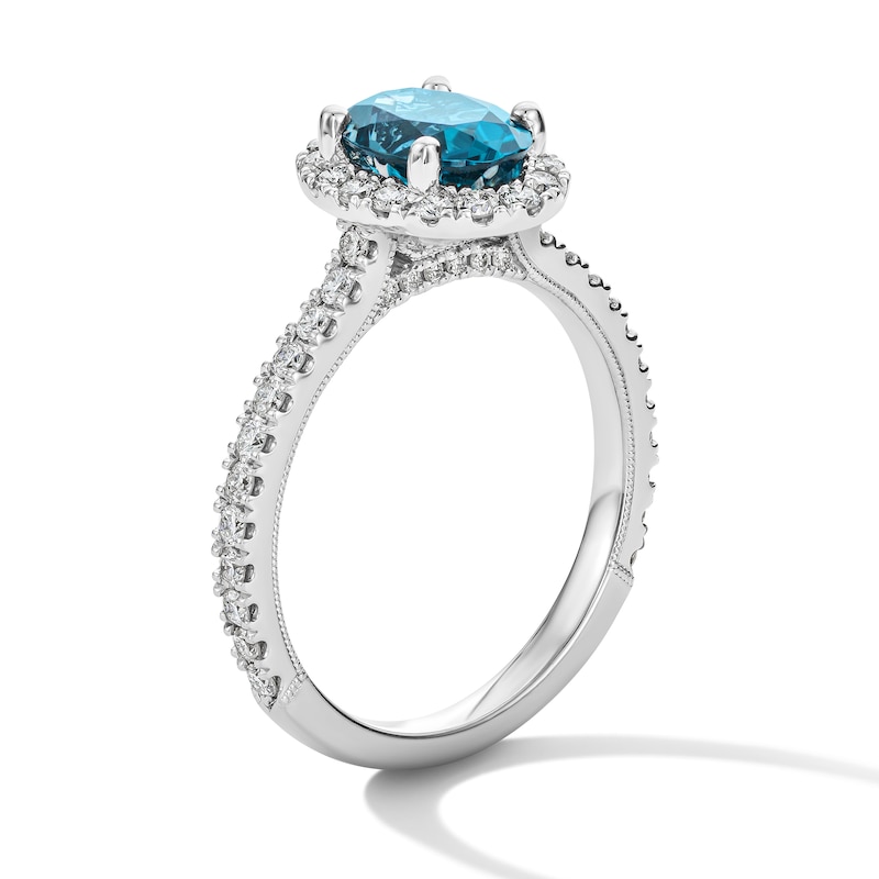 Main Image 2 of Neil Lane Oval-Cut London Blue Topaz & Diamond Engagement Ring 5/8 ct tw 14K White Gold