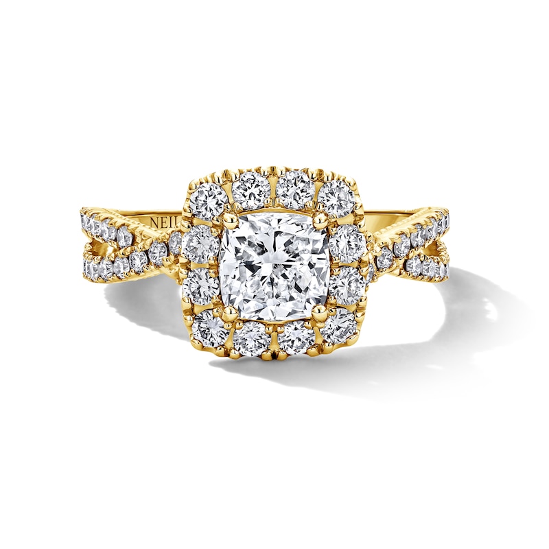 Main Image 8 of Neil Lane Artistry Cushion-Cut Lab-Grown Diamond Engagement Ring 1-7/8 ct tw 14K Yellow Gold