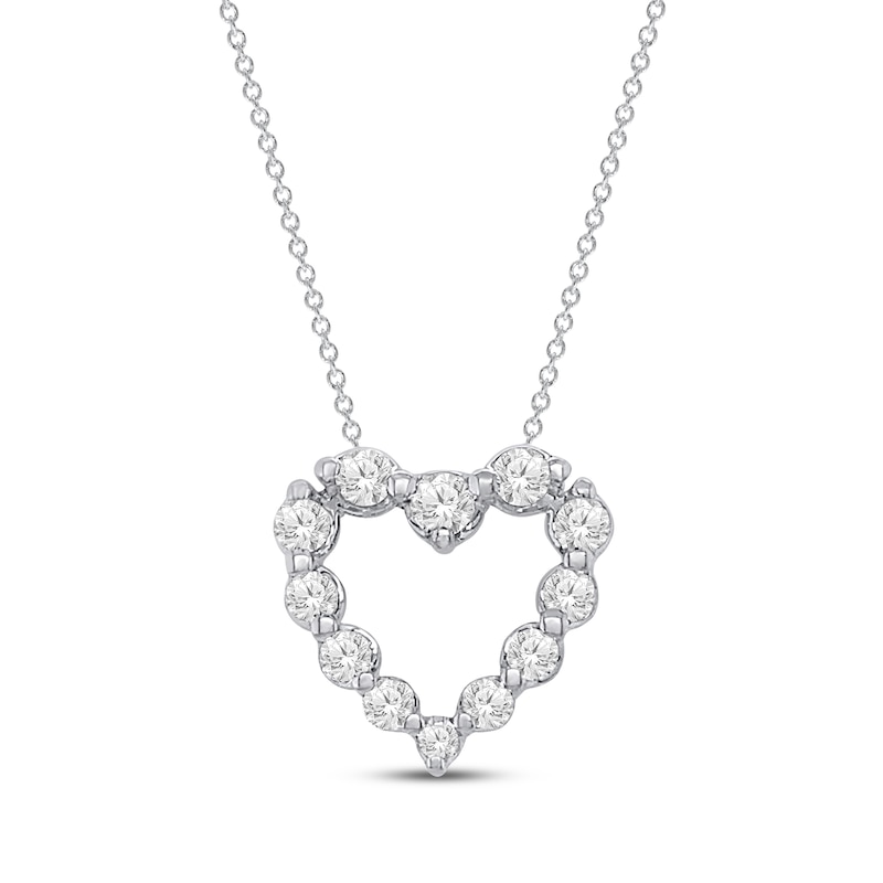 Main Image 1 of KAY Lab-Grown Diamonds Heart Necklace 1 ct tw 14K White Gold 18"