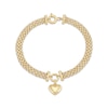 Thumbnail Image 1 of Heart Charm Bismark Bracelet Hollow 14K Yellow Gold 7.5"