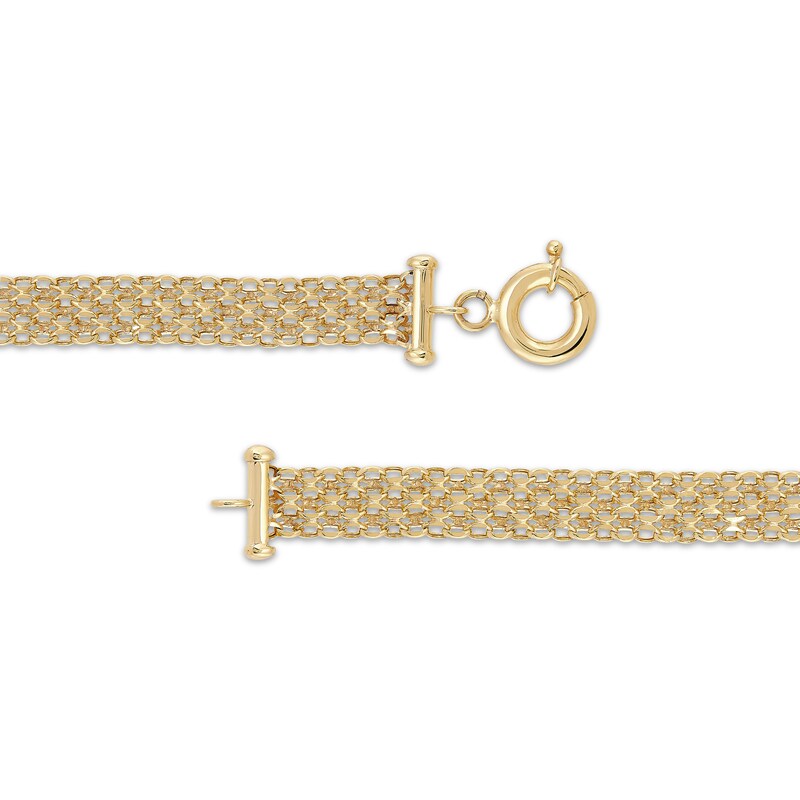 Main Image 3 of Heart Charm Bismark Bracelet Hollow 14K Yellow Gold 7.5"