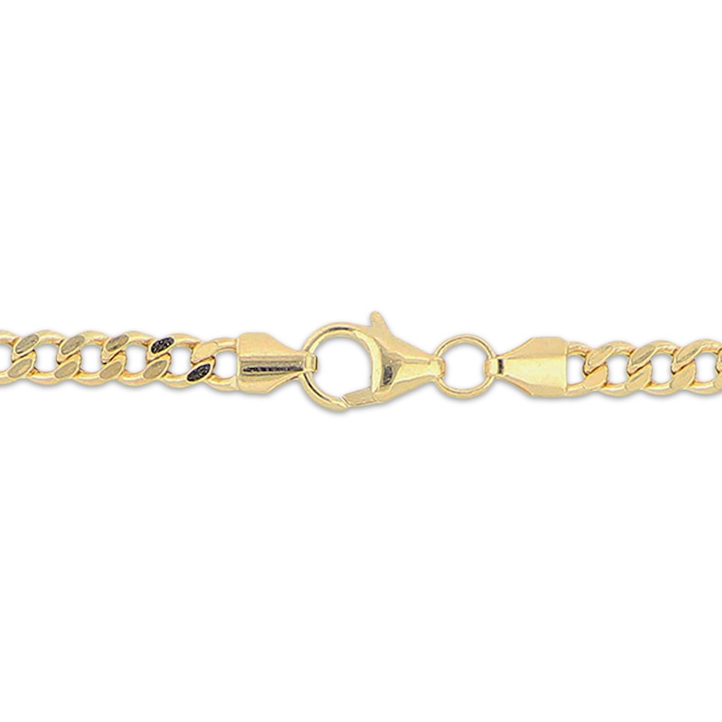 Small-Link Semi-Solid Curb Chain Bracelet 3.6mm 14K Yellow Gold 7.5”