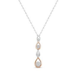 Round-Cut Multi-Diamond Pendant 1/10 ct tw 10K Two-Tone Gold 18”