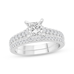 Adore Princess & Round-Cut Diamond Bridal Set 1-1/6 ct tw 14K White Gold