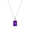 Thumbnail Image 1 of Emerald-Cut Amethyst & White Lab-Created Sapphire Necklace Sterling Silver 18"