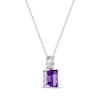 Thumbnail Image 2 of Emerald-Cut Amethyst & White Lab-Created Sapphire Necklace Sterling Silver 18"