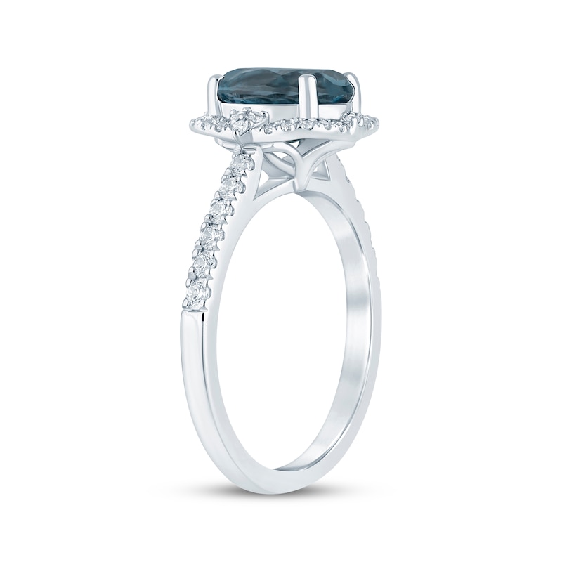 Main Image 2 of Oval-Cut London Blue Topaz & Diamond Engagement Ring 1/3 ct tw 14K White Gold