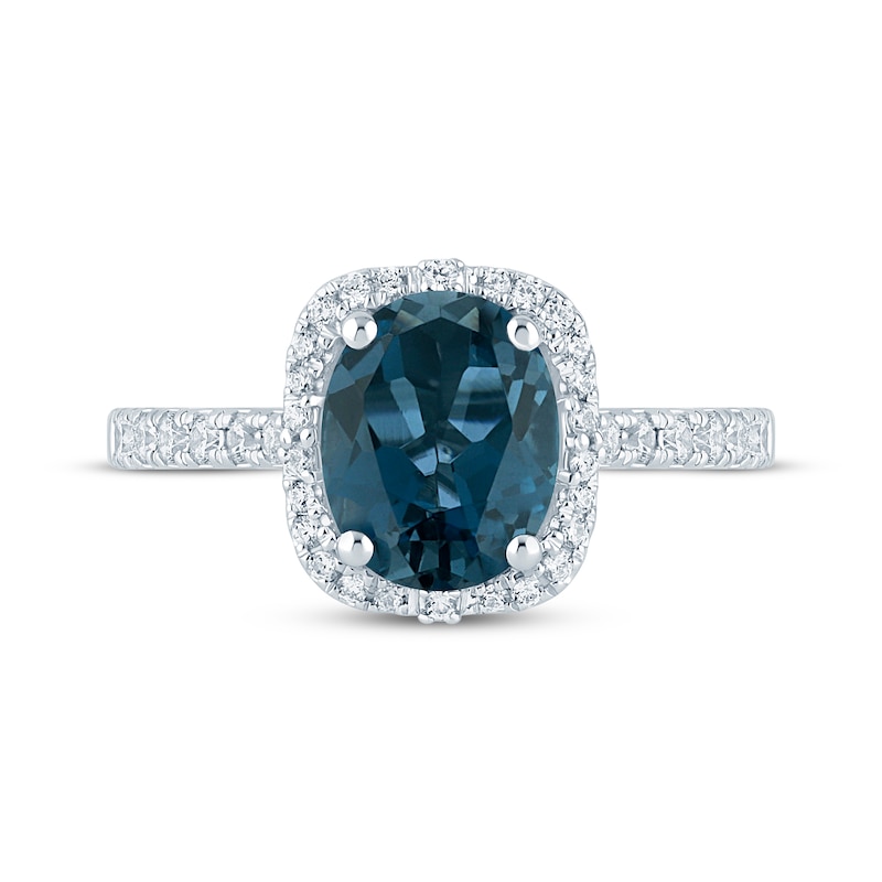 Main Image 3 of Oval-Cut London Blue Topaz & Diamond Engagement Ring 1/3 ct tw 14K White Gold