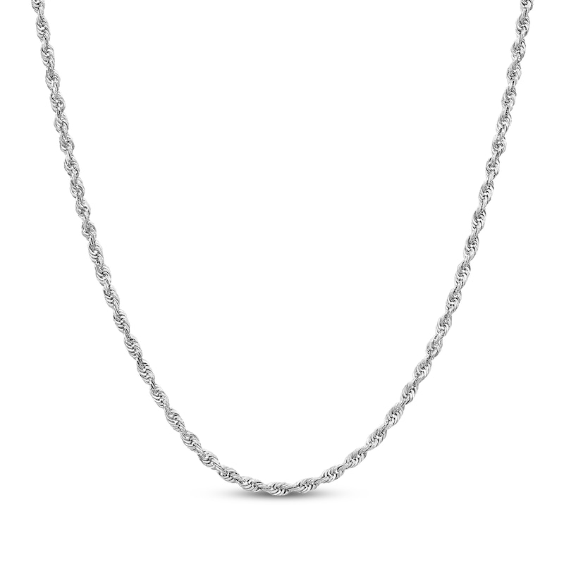 Main Image 1 of Glitter Rope Chain Necklace 3mm Solid 14K White Gold 18"