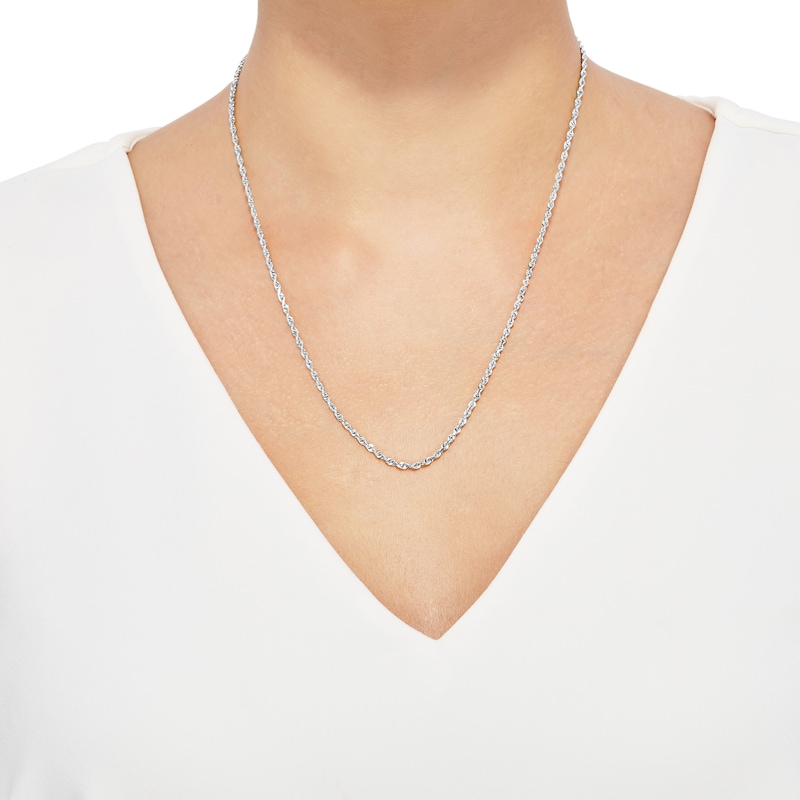Main Image 4 of Glitter Rope Chain Necklace 3mm Solid 14K White Gold 18"