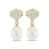 Thumbnail Image 2 of Cultured Pearl & Diamond Seashell Drop Earrings 1/10 ct tw 10K Yellow Gold