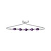 Thumbnail Image 1 of Oval-Cut Amethyst & White Lab-Created Sapphire Bolo Bracelet Sterling Silver