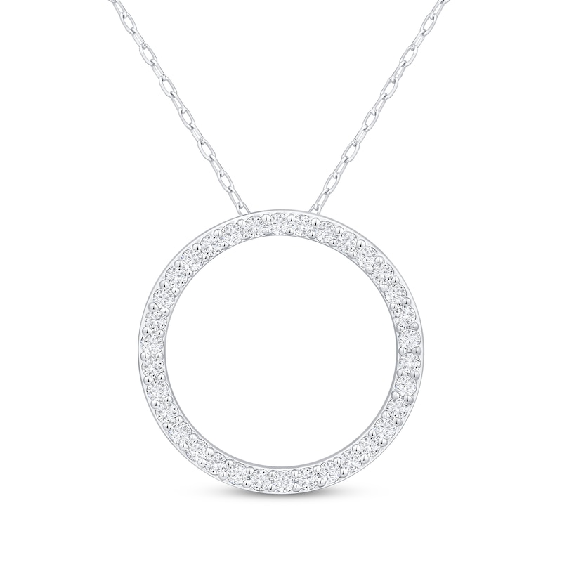 Main Image 1 of Diamond Eternity Circle Necklace 1/2 ct tw 10K White Gold 18"