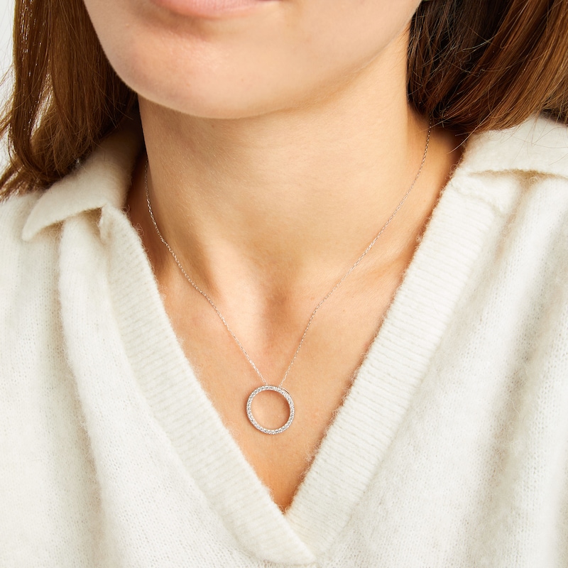 Main Image 4 of Diamond Eternity Circle Necklace 1/2 ct tw 10K White Gold 18"
