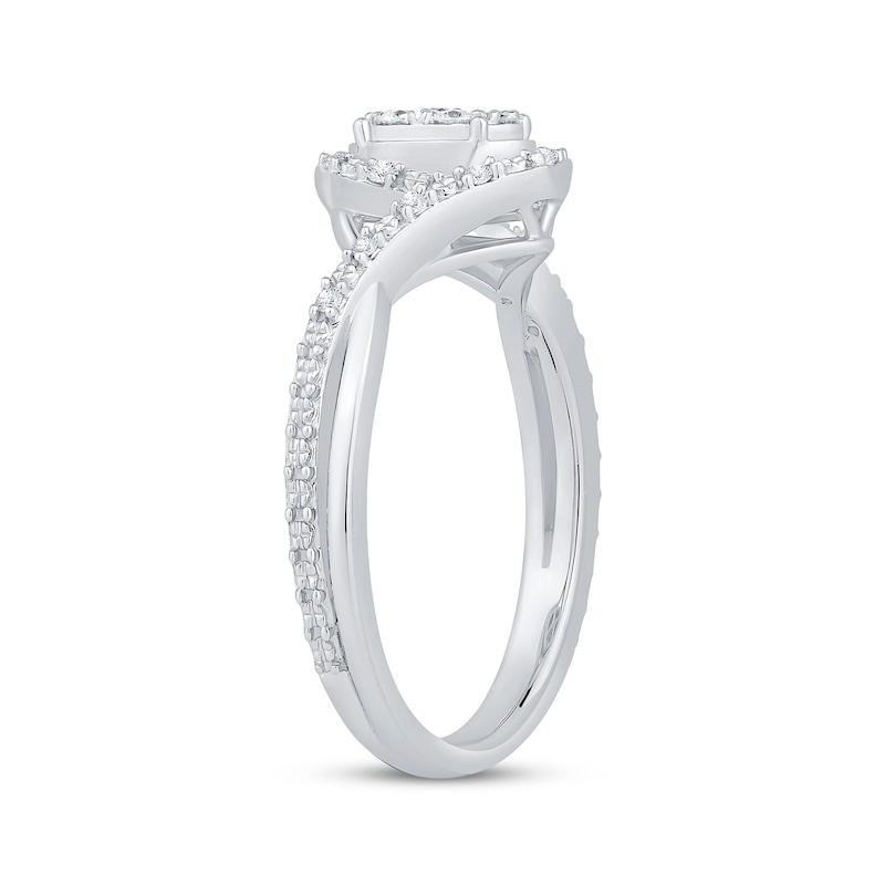 Main Image 2 of Diamond Oval Frame Bypass Promise Ring 1/5 ct tw Sterling Silver