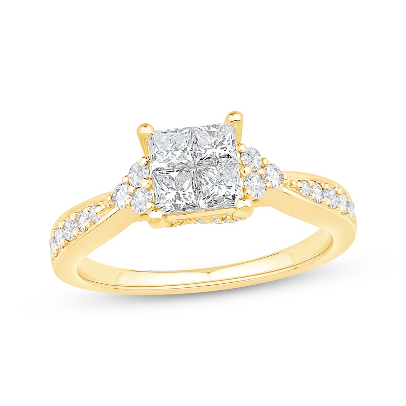 Main Image 1 of Princess-Cut Diamond Engagement Ring 1 ct tw 14K Yellow Gold