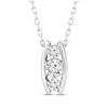 Thumbnail Image 1 of Three-Stone Diamond Curved Bar Necklace 1/3 ct tw 10K White Gold 18"