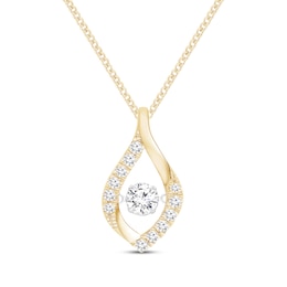 Unstoppable Love Lab-Grown Diamond Marquise Frame Necklace 1 ct tw 10K Yellow Gold 19"