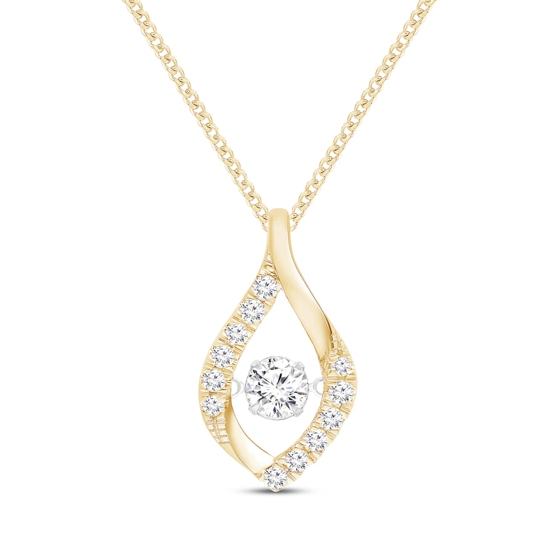 Main Image 1 of Unstoppable Love Lab-Grown Diamond Marquise Frame Necklace 1 ct tw 10K Yellow Gold 19"