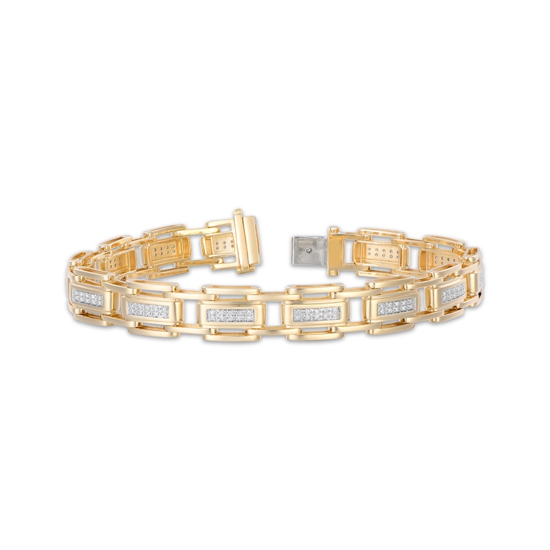 Men's Diamond Link Bracelet 1/2 ct tw 10K Yellow Gold 8.5"