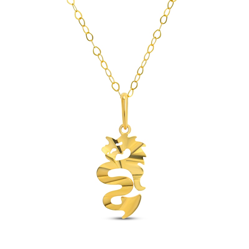 Dragon Cutout Necklace 14K Yellow Gold 18"