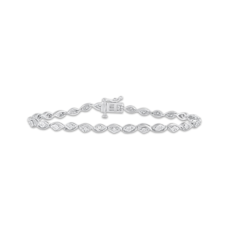 Main Image 1 of Diamond Alternating Marquise Link Bracelet 1/5 ct tw Sterling Silver 7"