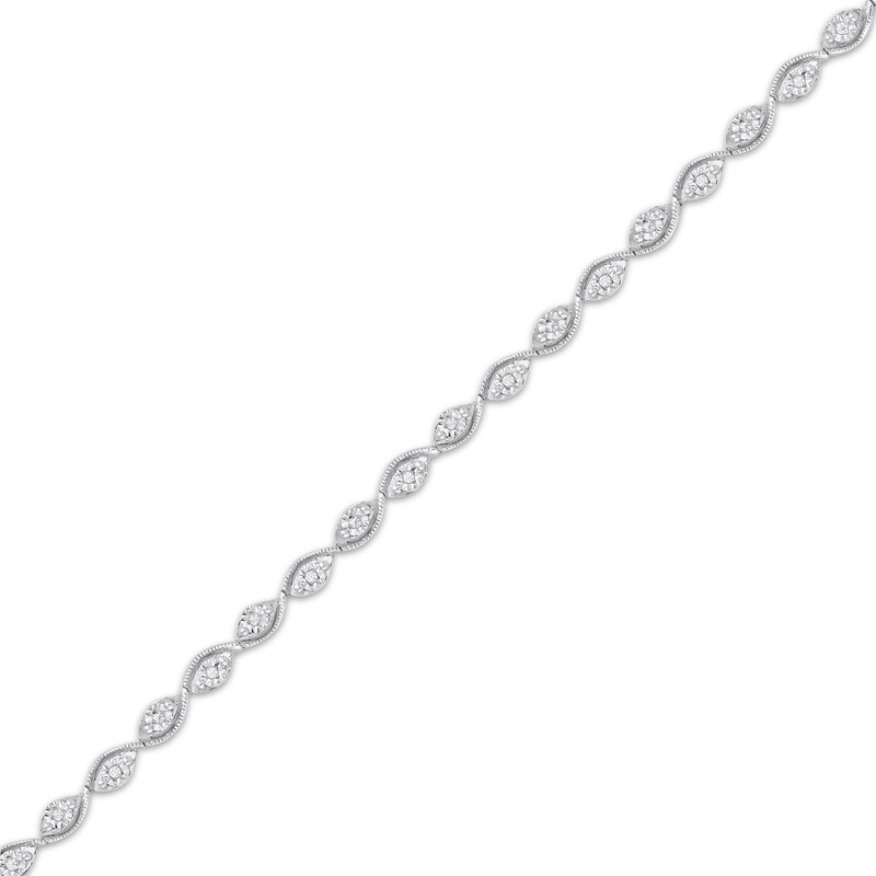Main Image 2 of Diamond Alternating Marquise Link Bracelet 1/5 ct tw Sterling Silver 7"