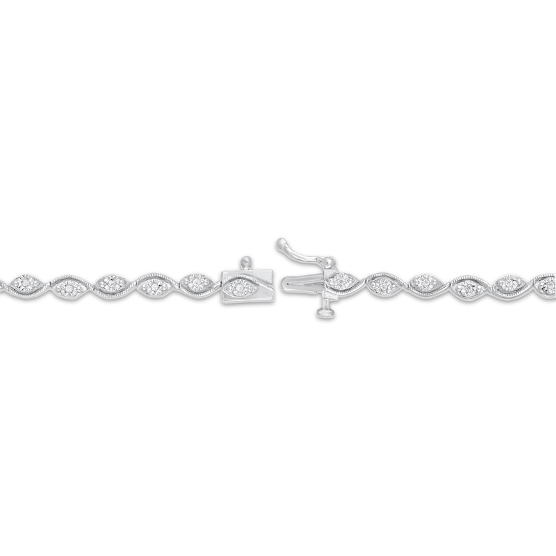 Main Image 3 of Diamond Alternating Marquise Link Bracelet 1/5 ct tw Sterling Silver 7"