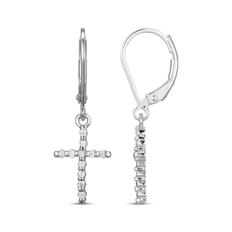 Diamond Cross Dangle Earrings 1/5 ct tw Sterling Silver Kay Outlet