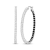 Thumbnail Image 1 of Black Onyx & White Lab-Created Sapphire Inside-Out Hoop Earrings Sterling Silver