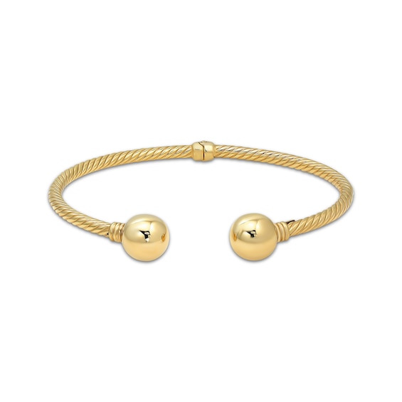 Reaura Rope Twist Hollow Cuff Bangle Bracelet Repurposed 14K Yellow Gold