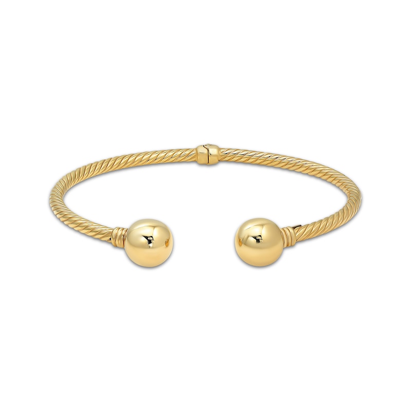 Main Image 1 of Reaura Rope Twist Hollow Cuff Bangle Bracelet Repurposed 14K Yellow Gold