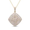 Thumbnail Image 1 of Pear-Shaped & Round-Cut Diamond Tilted Cushion Necklace 3-1/8 ct tw 14K Yellow Gold 18"