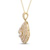 Thumbnail Image 2 of Pear-Shaped & Round-Cut Diamond Tilted Cushion Necklace 3-1/8 ct tw 14K Yellow Gold 18"