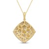 Thumbnail Image 3 of Pear-Shaped & Round-Cut Diamond Tilted Cushion Necklace 3-1/8 ct tw 14K Yellow Gold 18"