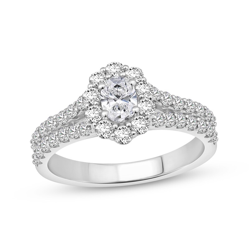 Main Image 1 of Adore Lab-Grown Diamonds Oval-Cut Halo Engagement Ring 1 ct tw 14K White Gold