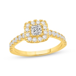 Adore Lab-Grown Diamonds Princess-Cut Halo Engagement Ring 1 ct tw 14K Yellow Gold