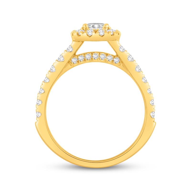 Main Image 3 of Adore Lab-Grown Diamonds Princess-Cut Halo Engagement Ring 1 ct tw 14K Yellow Gold