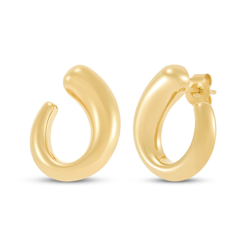 Main Image 1 of Hollow Tapered Oval Drop Earrings 14K Yellow Gold