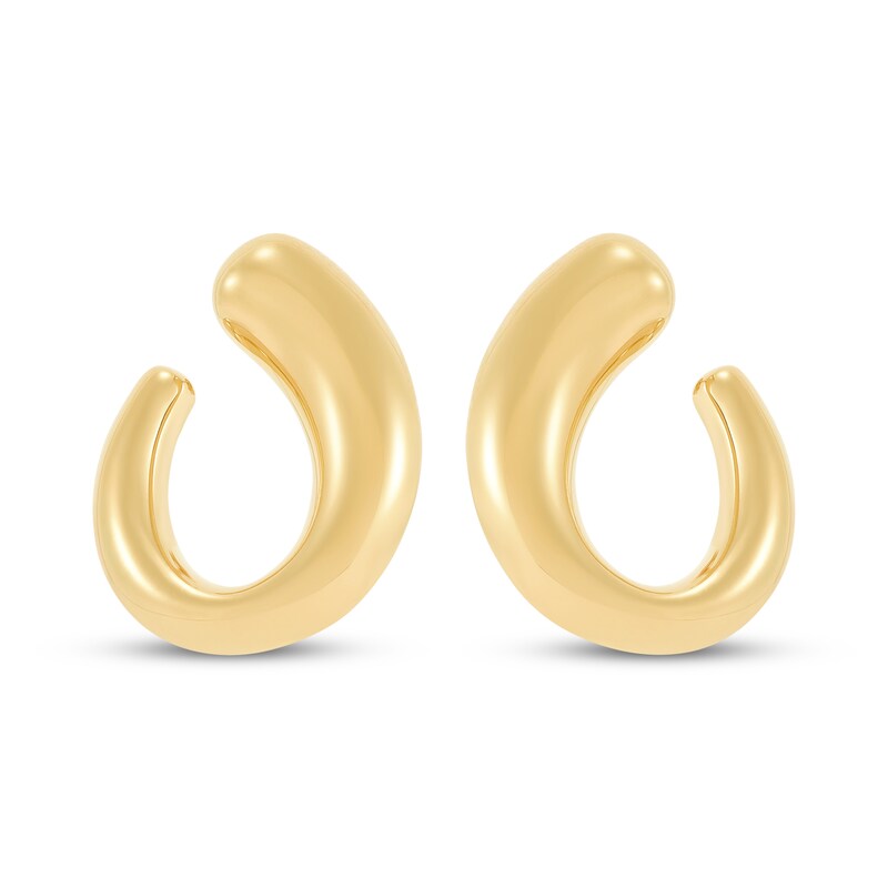 Main Image 2 of Hollow Tapered Oval Drop Earrings 14K Yellow Gold